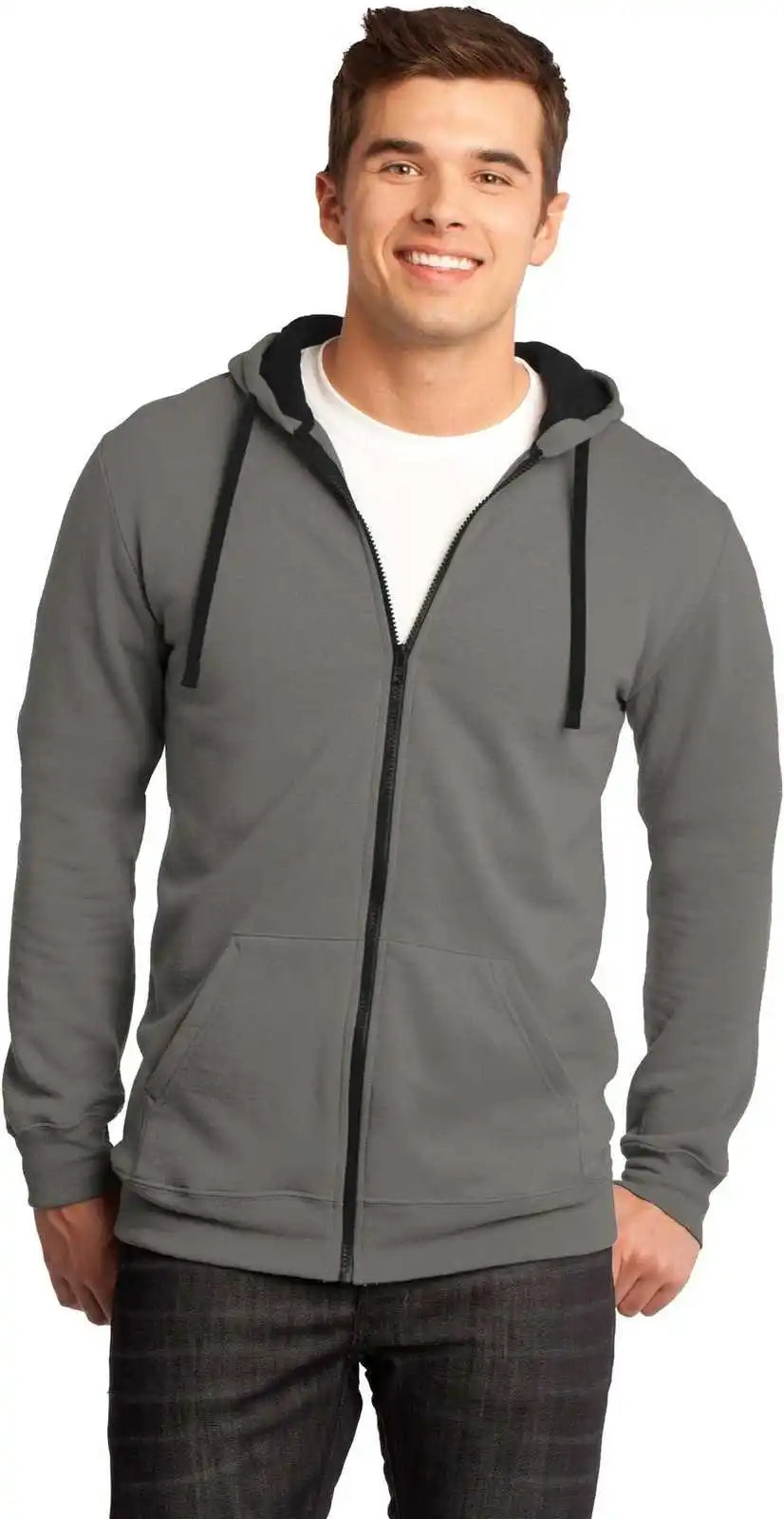 District Dt800 the Concert Fleece Full-zip Hoodie - Gray