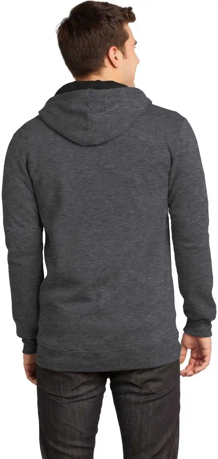 District Dt800 the Concert Fleece Full Zip Hoodie Heathered Charcoal
