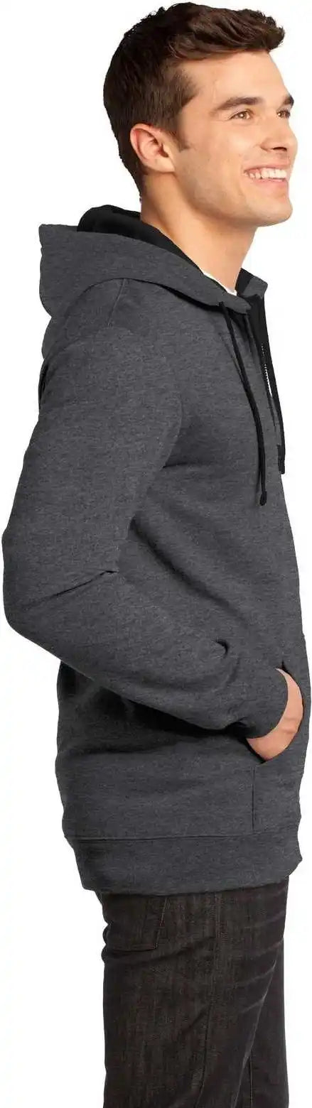District Dt800 the Concert Fleece Full Zip Hoodie Heathered Charcoal
