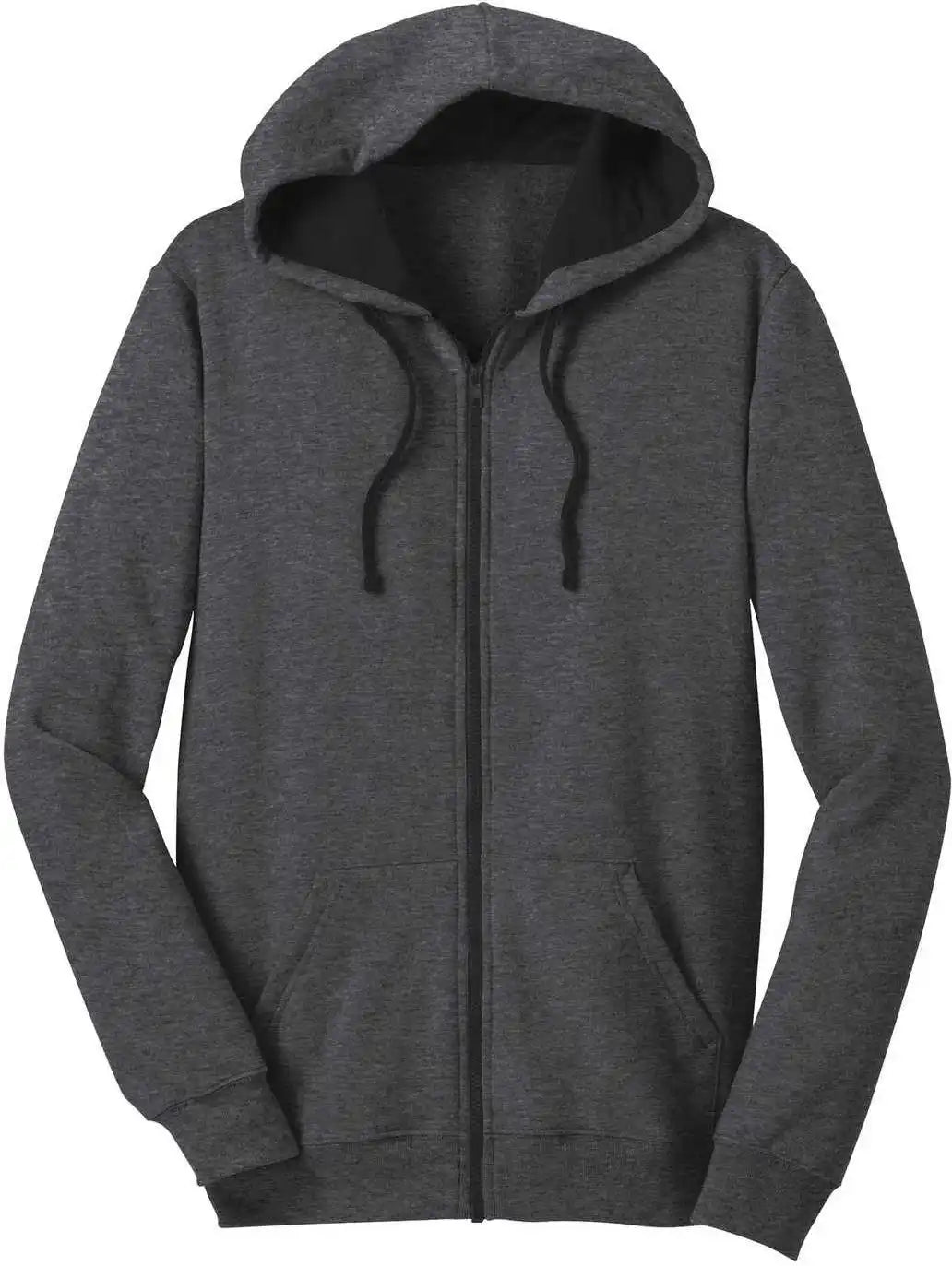 District Dt800 the Concert Fleece Full Zip Hoodie Heathered Charcoal