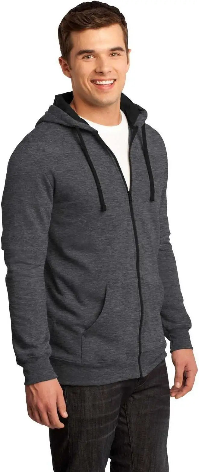 District Dt800 the Concert Fleece Full-zip Hoodie - Heathered Charcoal