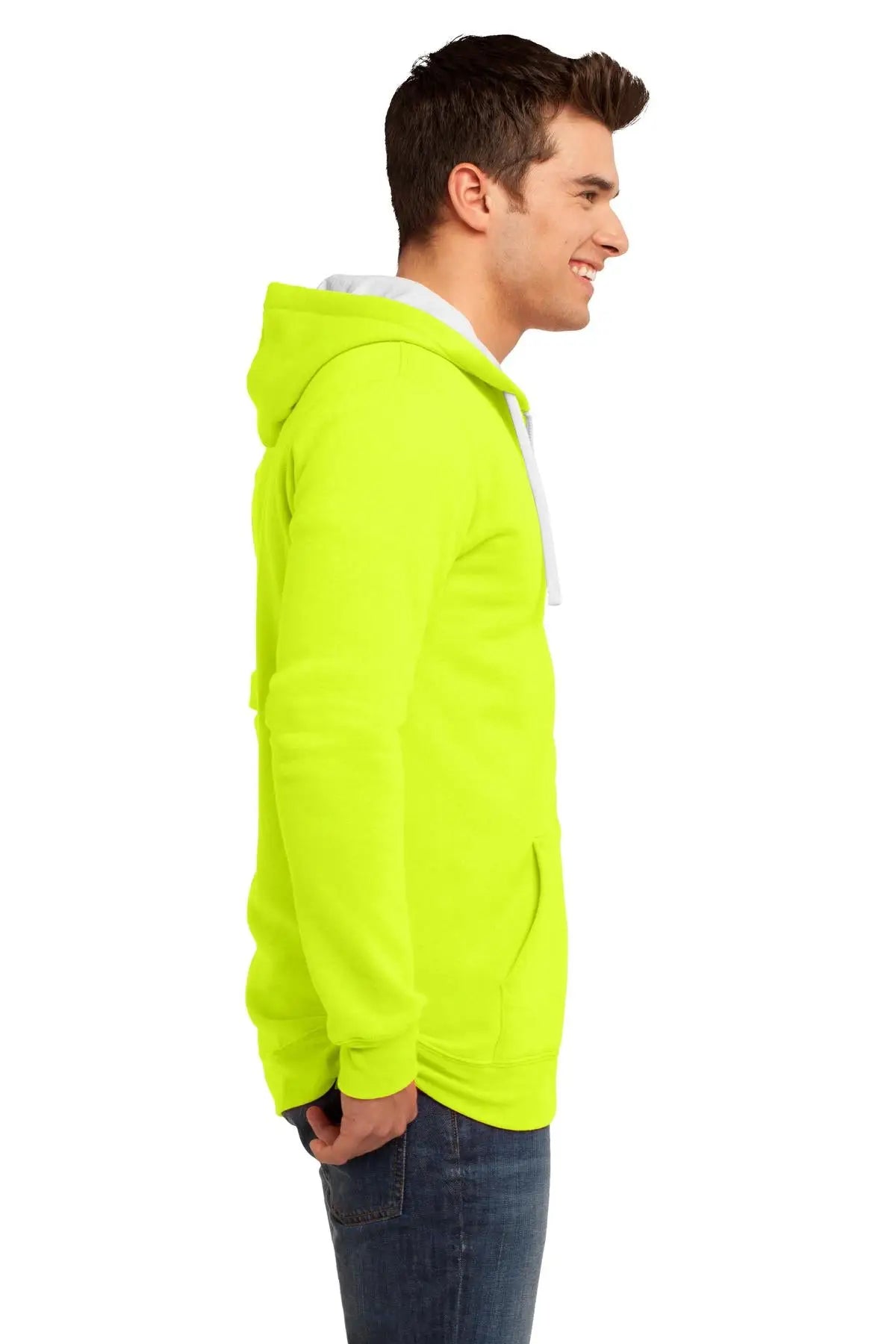 District Dt800 the Concert Fleece Full-zip Hoodie - Neon Yellow