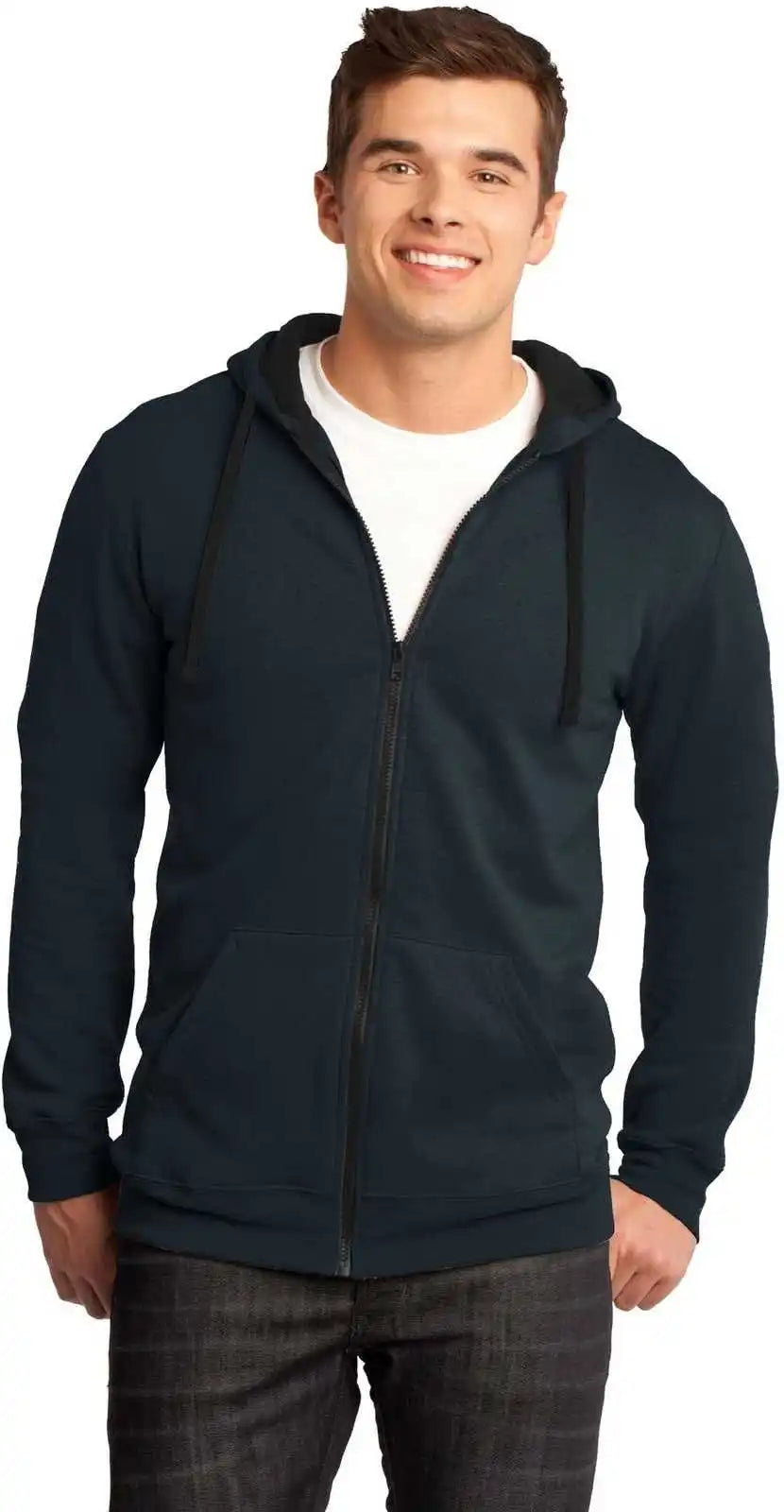 District Dt800 the Concert Fleece Full Zip Hoodie New Navy
