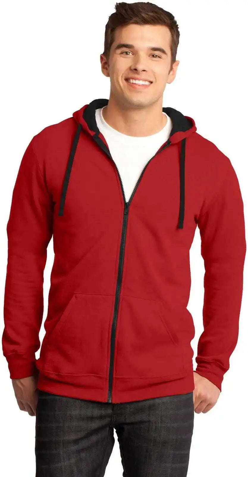 District Dt800 the Concert Fleece Full Zip Hoodie New Red