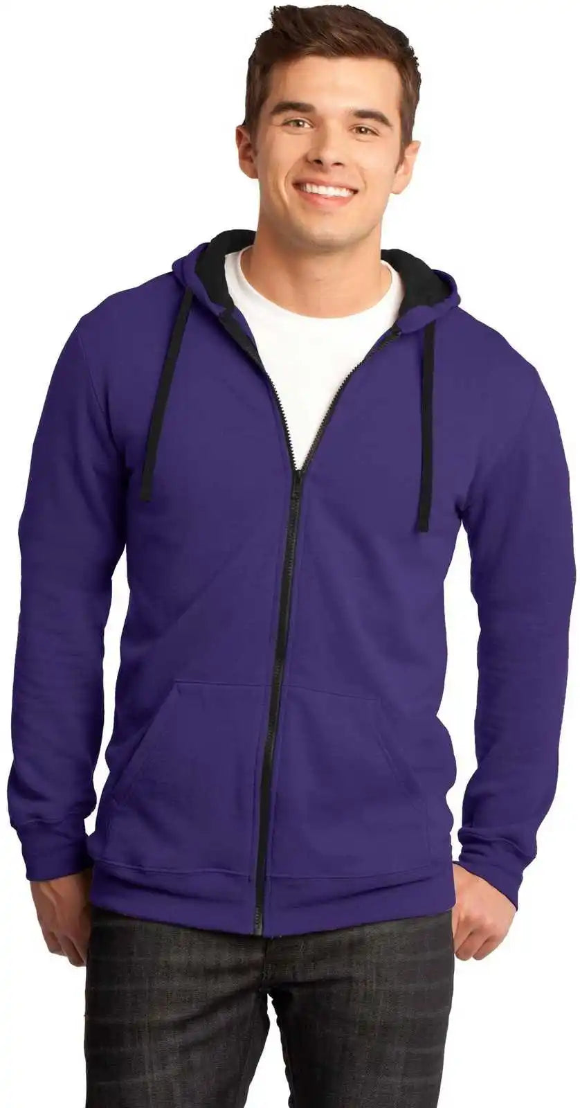 District Dt800 the Concert Fleece Full Zip Hoodie Purple
