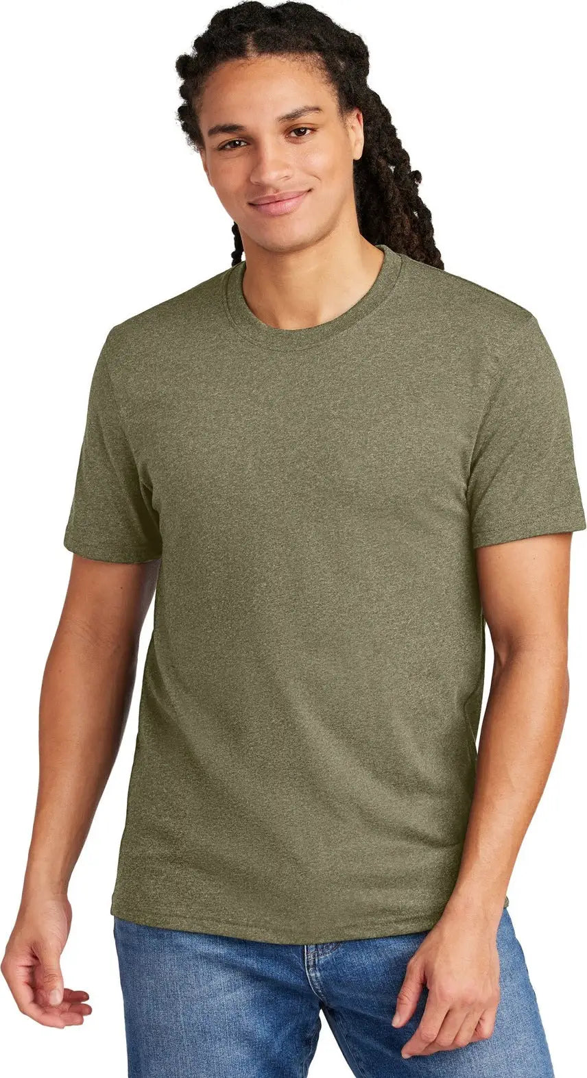 District Dt8000 Re-tee - Light Olive Heather - Adult Xs