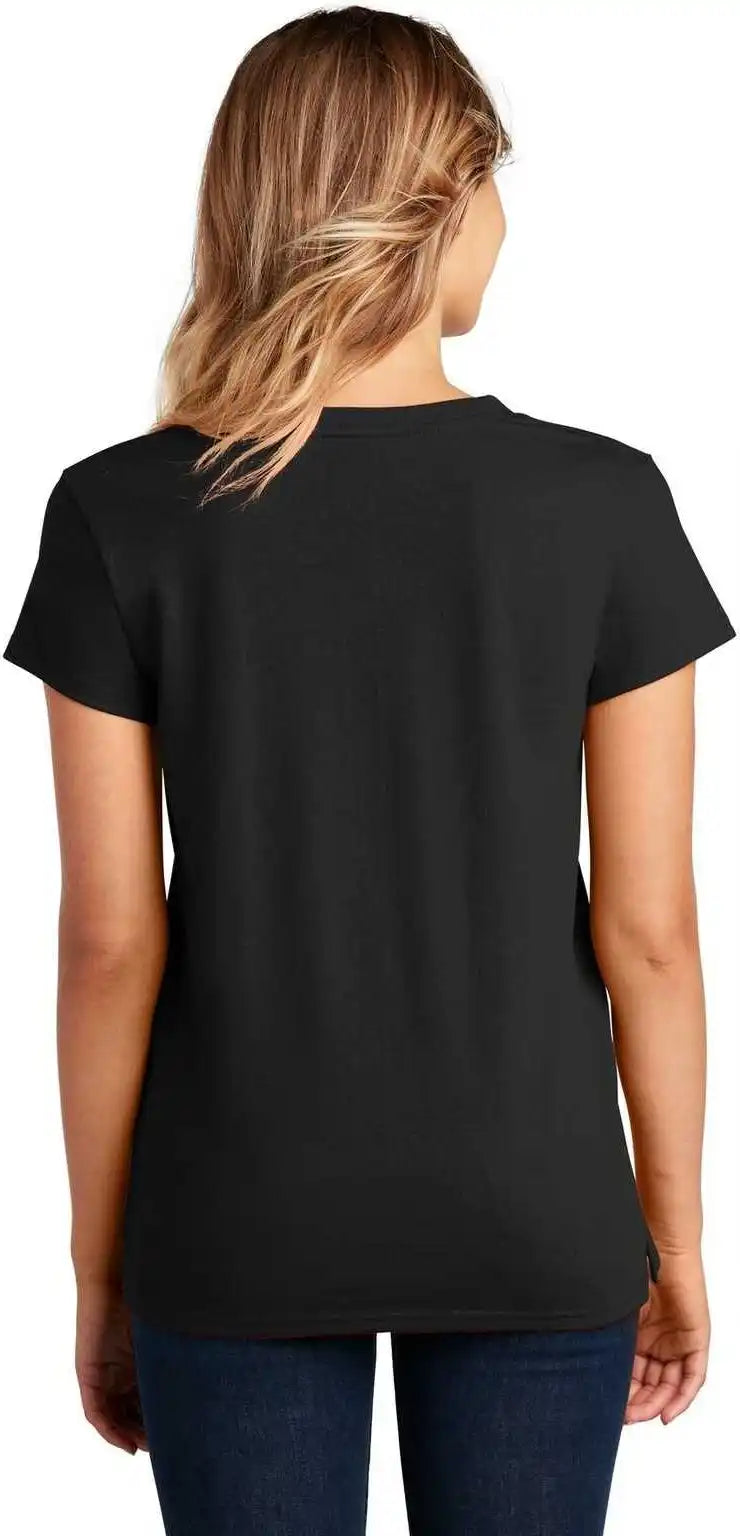 District Dt8001 Womens Re Tee v Neck Black