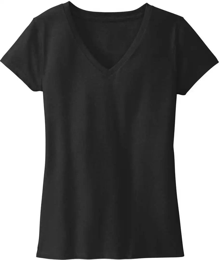 District Dt8001 Womens Re Tee v Neck Black