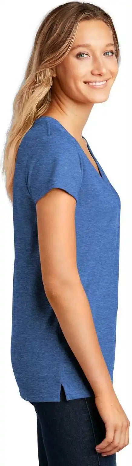 District Dt8001 Womens Re Tee v Neck Blue Heather