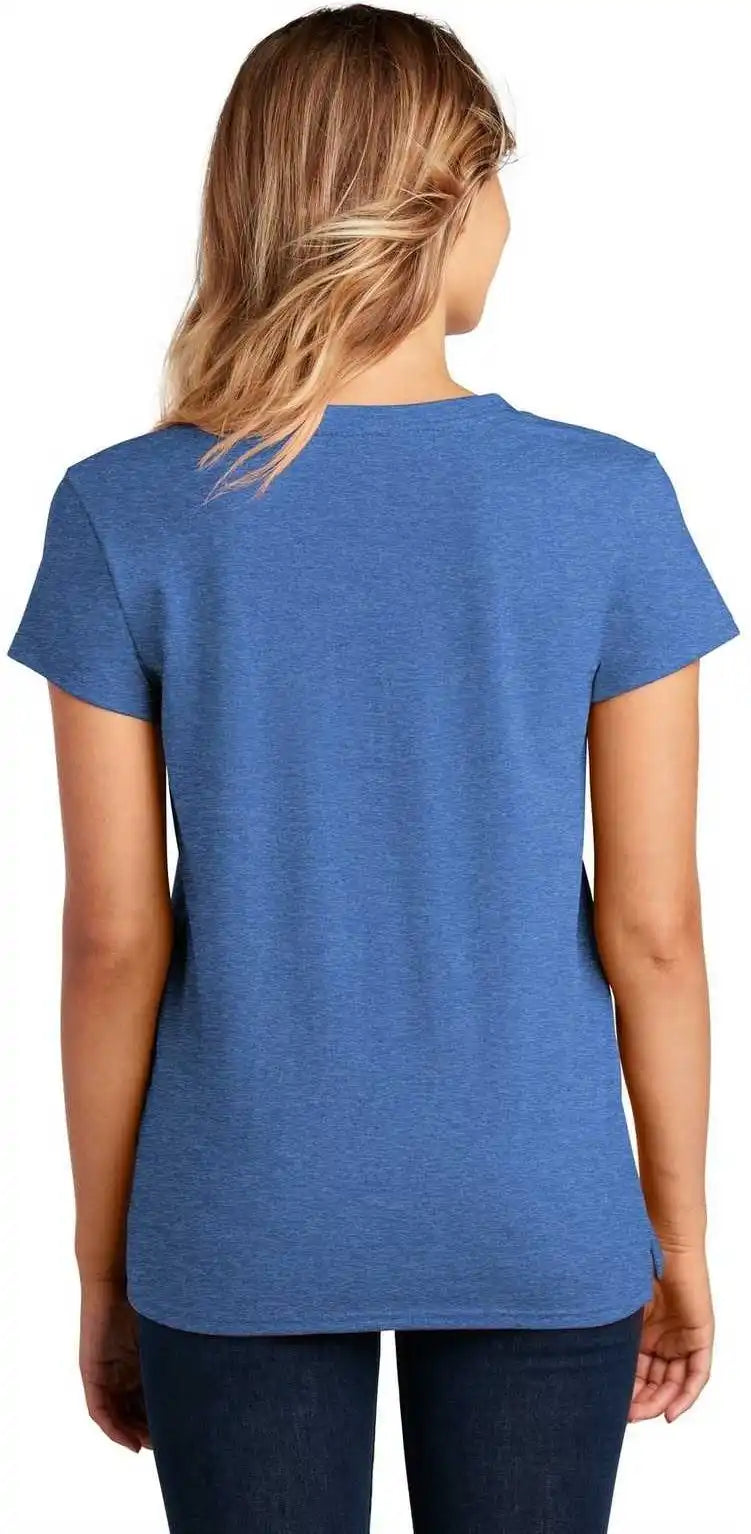 District Dt8001 Womens Re Tee v Neck Blue Heather