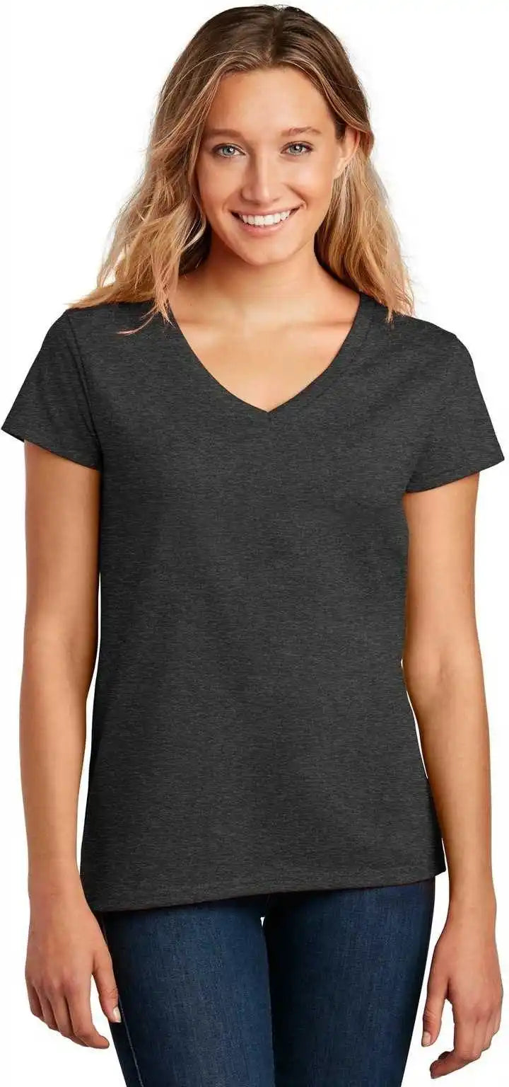 District Dt8001 Womens Re Tee v Neck Charcoal Heather