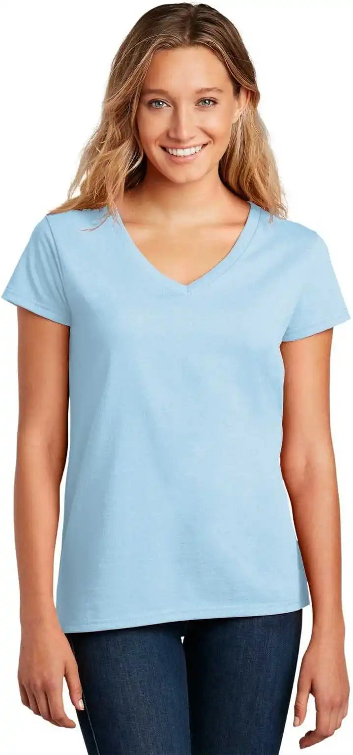 District Dt8001 Women’s Re-tee V-neck - Crystal Blue