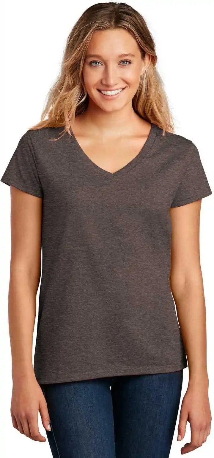 District Dt8001 Womens Re-tee V-neck - Deep Brown Heather