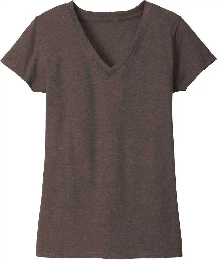 District Dt8001 Womens Re-tee V-neck - Deep Brown Heather