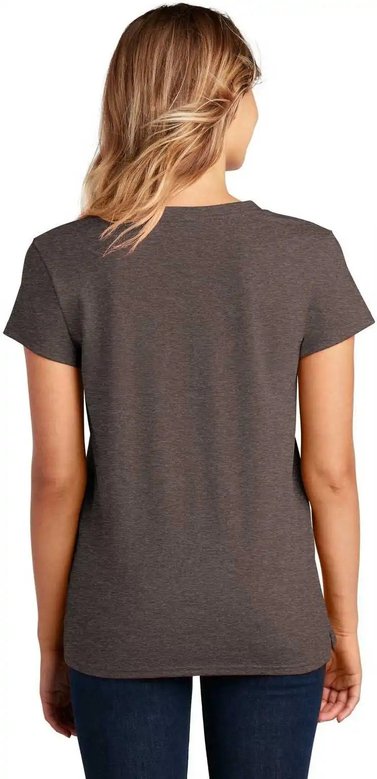 District Dt8001 Womens Re-tee V-neck - Deep Brown Heather