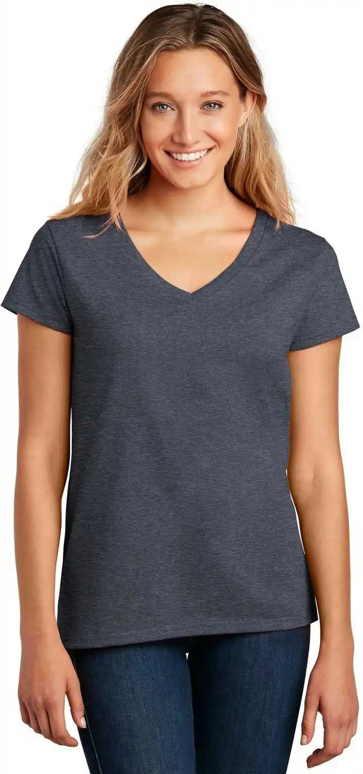 District Dt8001 Womens Re-tee V-neck - Heathered Navy