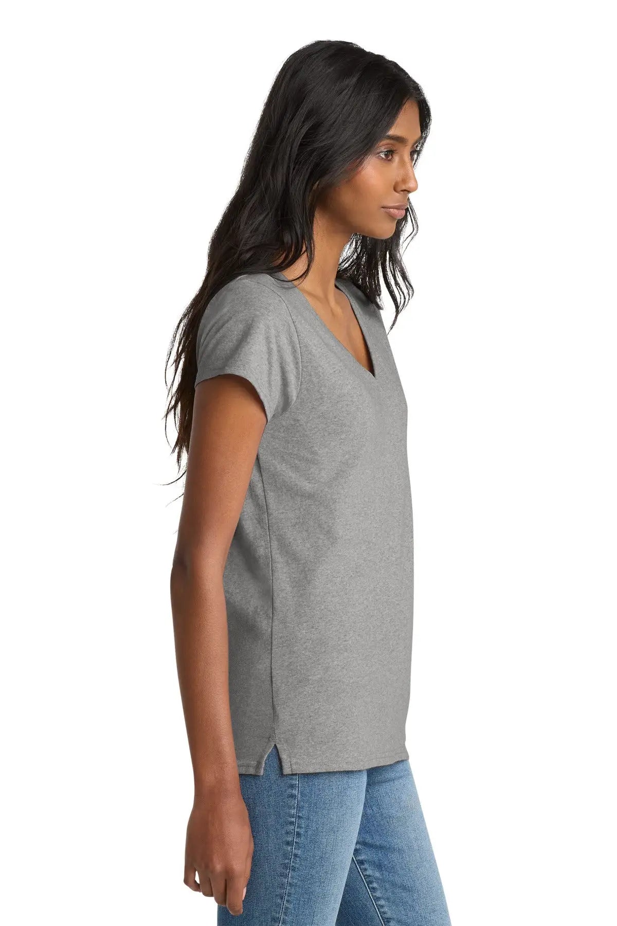 District Dt8001 Women’s Re-tee V-neck - Light Heather Gray
