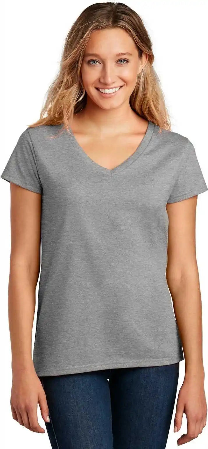 District Dt8001 Womens Re Tee v Neck Light Heather Gray