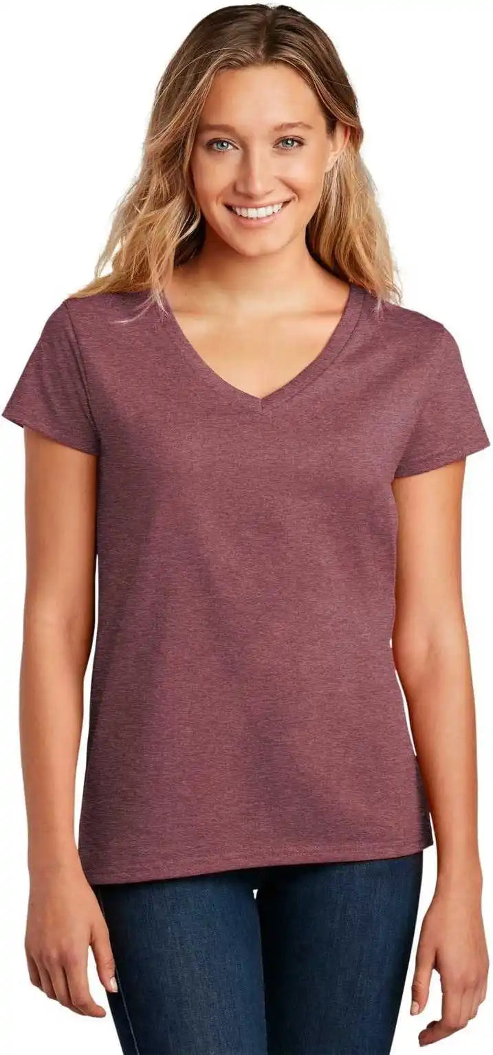 District Dt8001 Women’s Re-tee V-neck - Maroon Heather