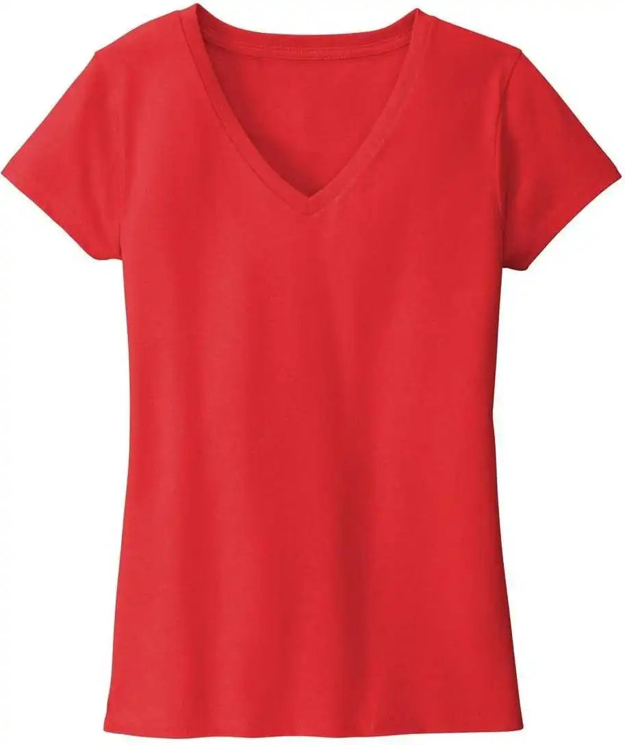 District Dt8001 Womens Re Tee v Neck Ruby Red