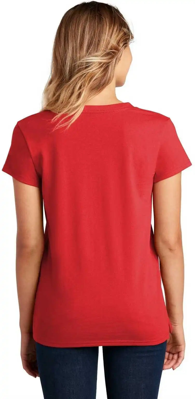 District Dt8001 Womens Re Tee v Neck Ruby Red