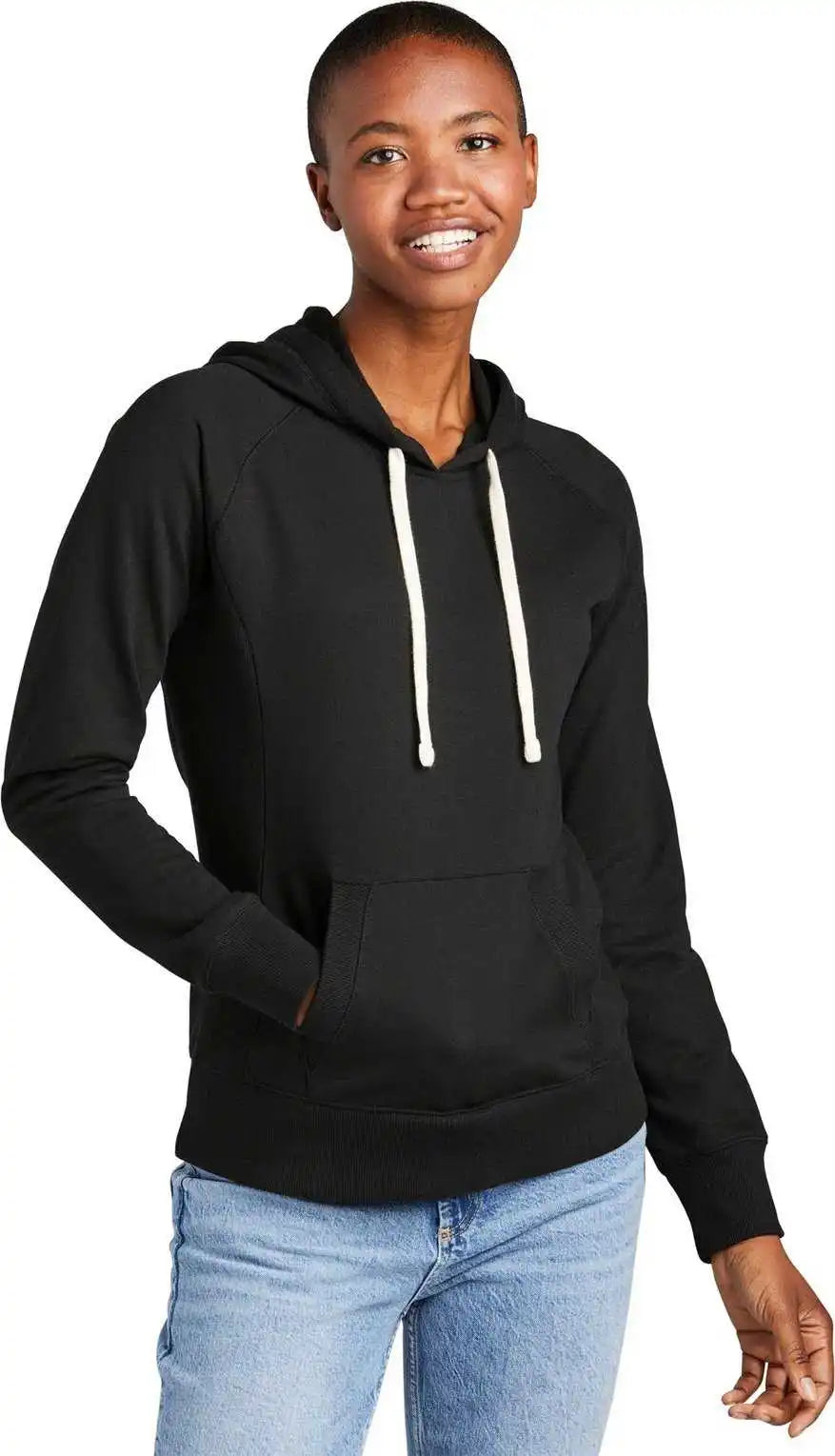 District Dt8101 Women’s Re-fleece Hoodie - Black