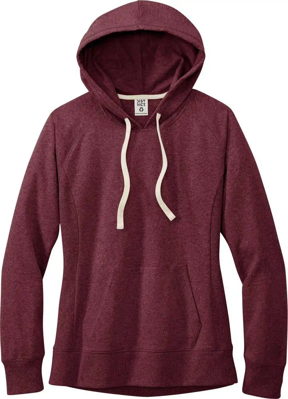District Dt8101 Women’s Re Fleece Hoodie Maroon Heather