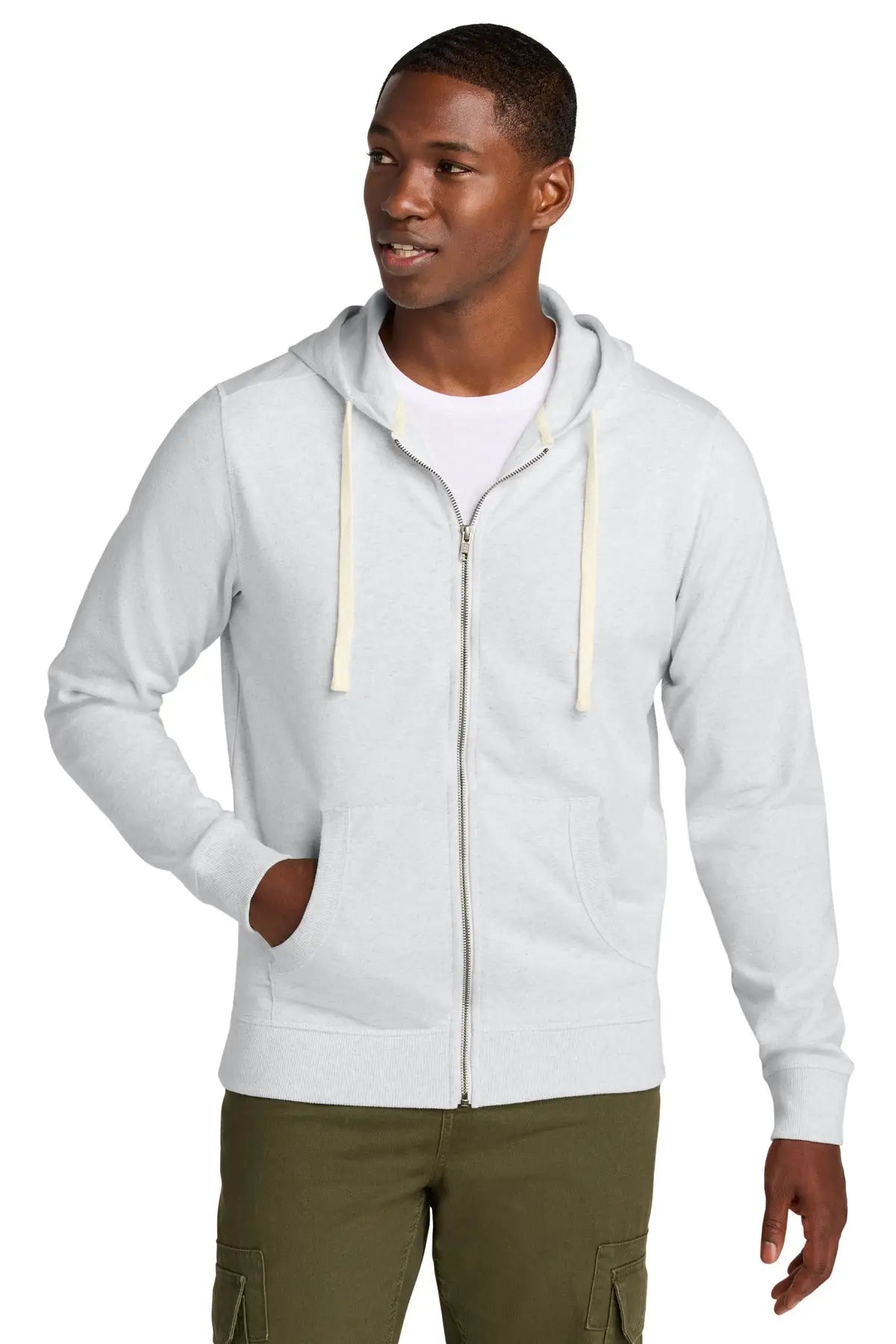 District Dt8102 Re-fleece Full-zip Hoodie - Ash - Adult Xs