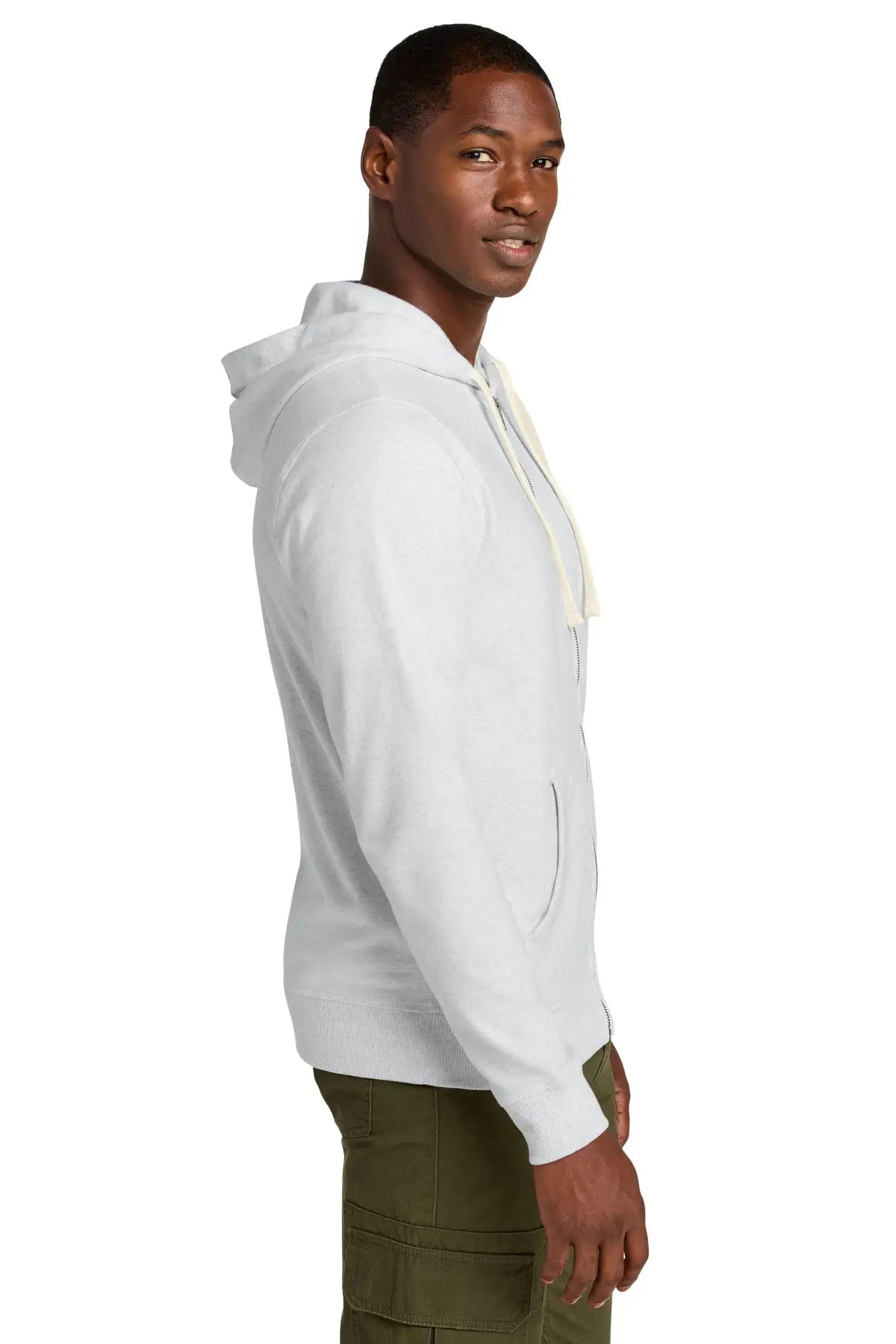 District Dt8102 Re-fleece Full-zip Hoodie - Ash
