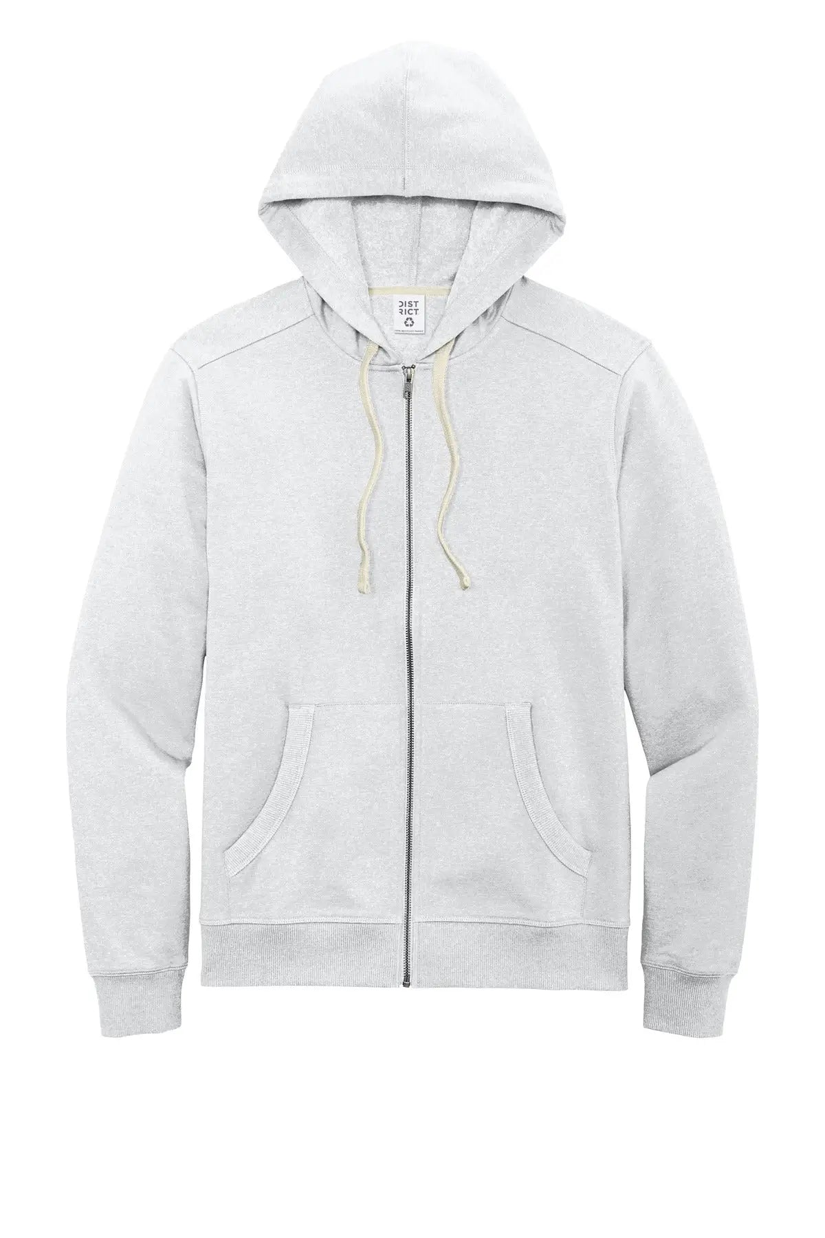 District Dt8102 Re-fleece Full-zip Hoodie - Ash