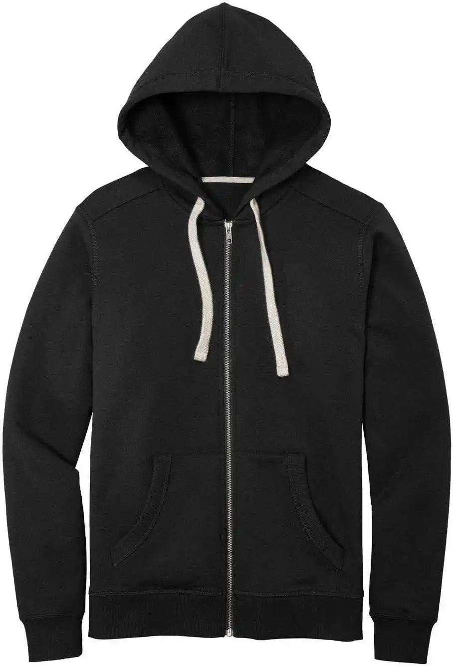 District Dt8102 Re Fleece Full Zip Hoodie Black