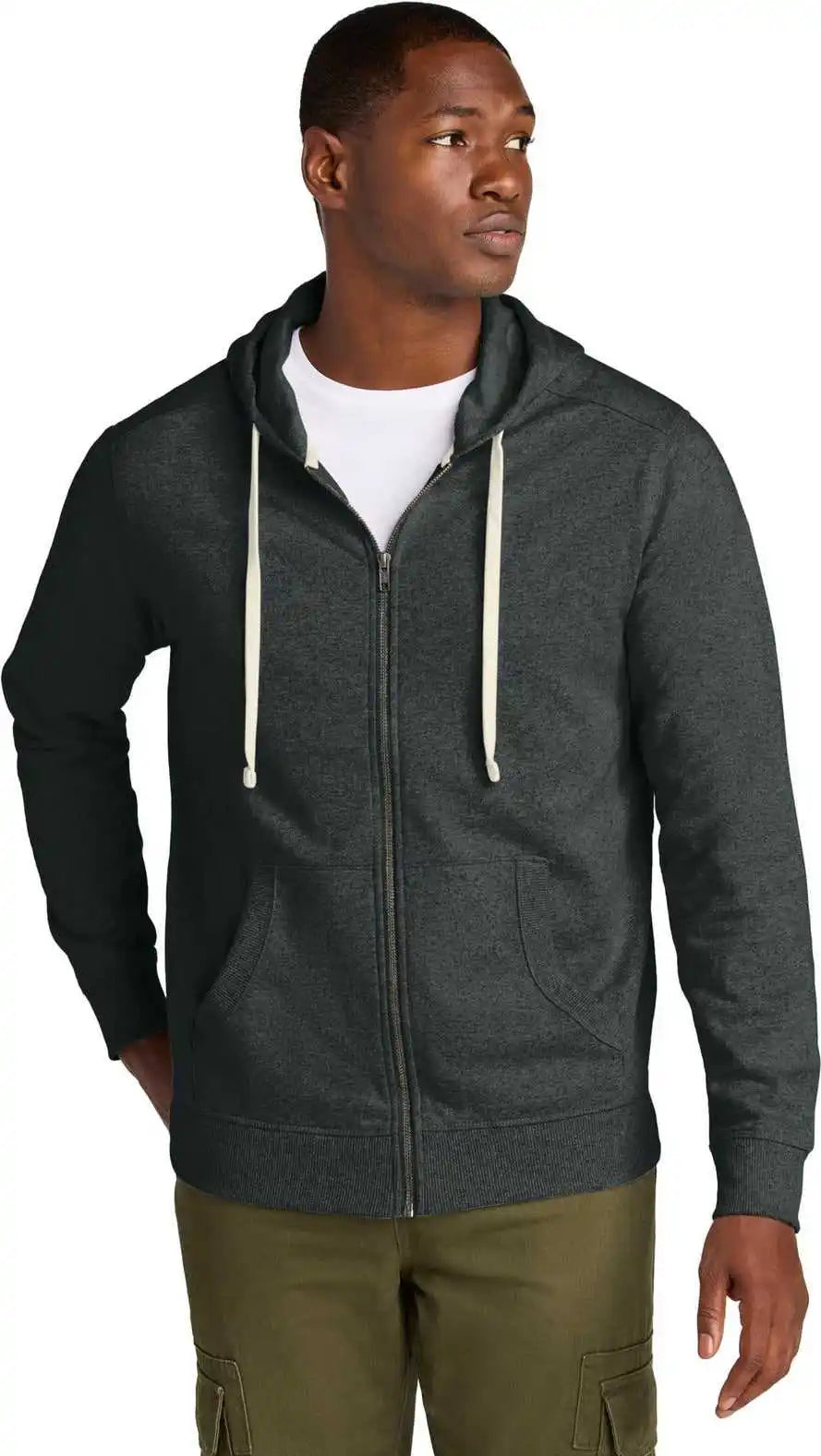 District Dt8102 Re-fleece Full-zip Hoodie - Charcoal Heather