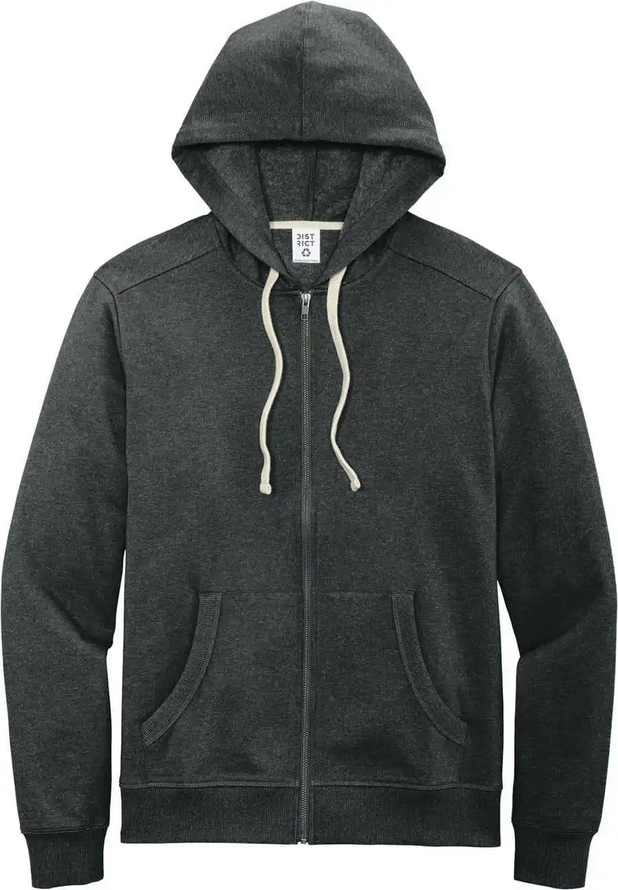 District Dt8102 Re-fleece Full-zip Hoodie - Charcoal Heather