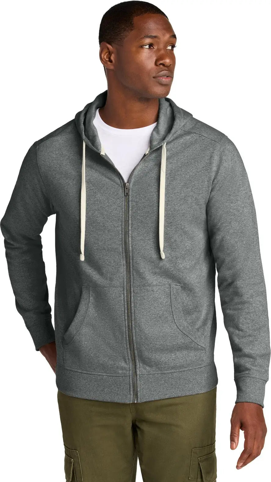 District Dt8102 Re-fleece Full-zip Hoodie - Deep Gray Heather - Adult Xs