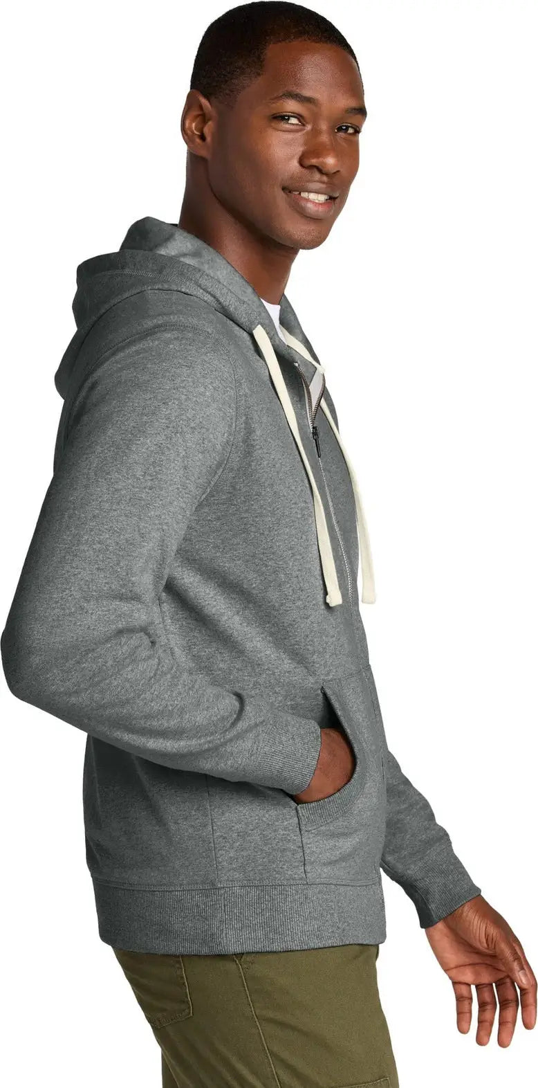 District Dt8102 Re-fleece Full-zip Hoodie - Deep Gray Heather