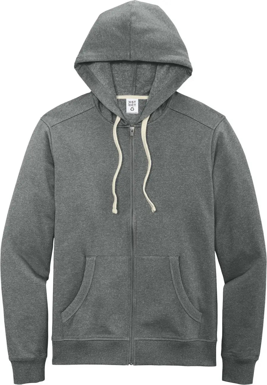 District Dt8102 Re-fleece Full-zip Hoodie - Deep Gray Heather