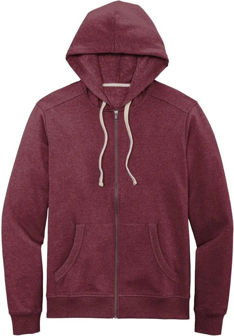 District Dt8102 Re-fleece Full-zip Hoodie - Maroon Heather