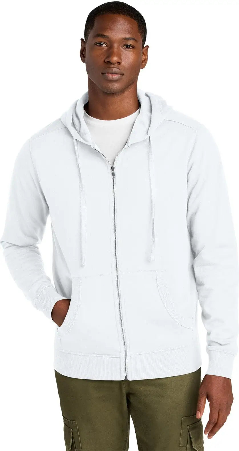 District Dt8102 Re-fleece Full-zip Hoodie - White - Adult Xs
