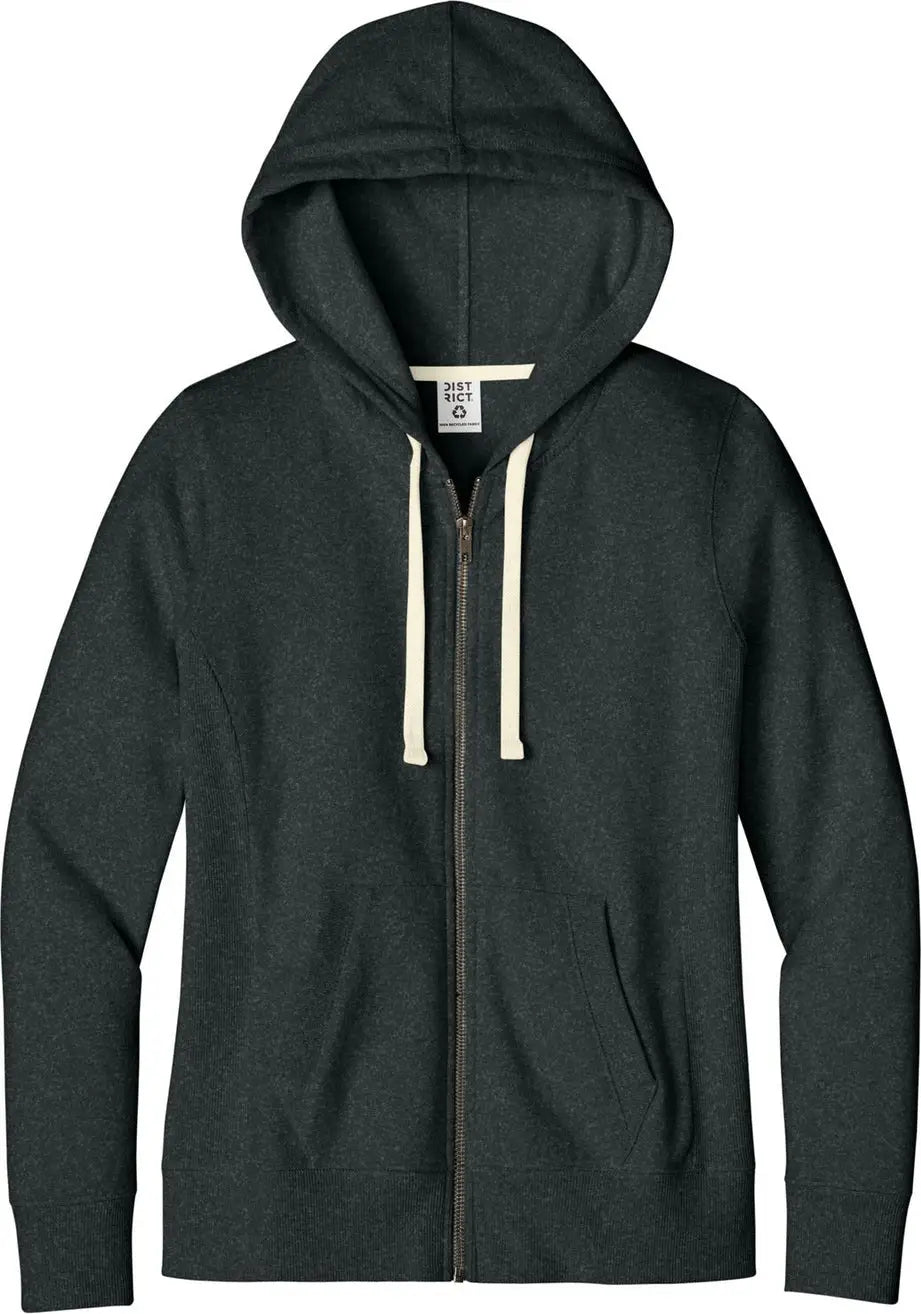 District Dt8103 Women’s Re-fleece Full-zip Hoodie - Charcoal Heather