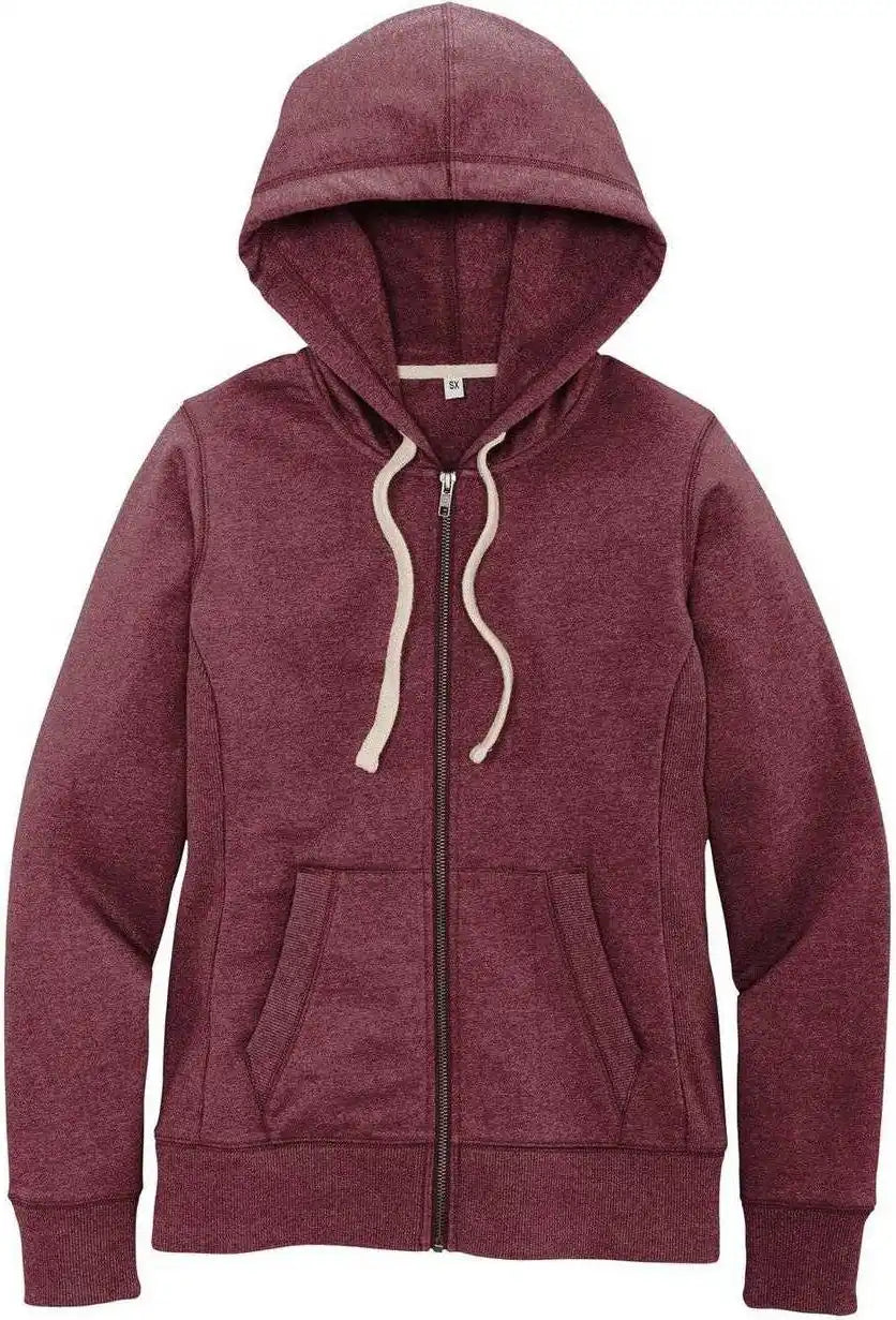 District Dt8103 Women’s Re Fleece Full Zip Hoodie Maroon Heather