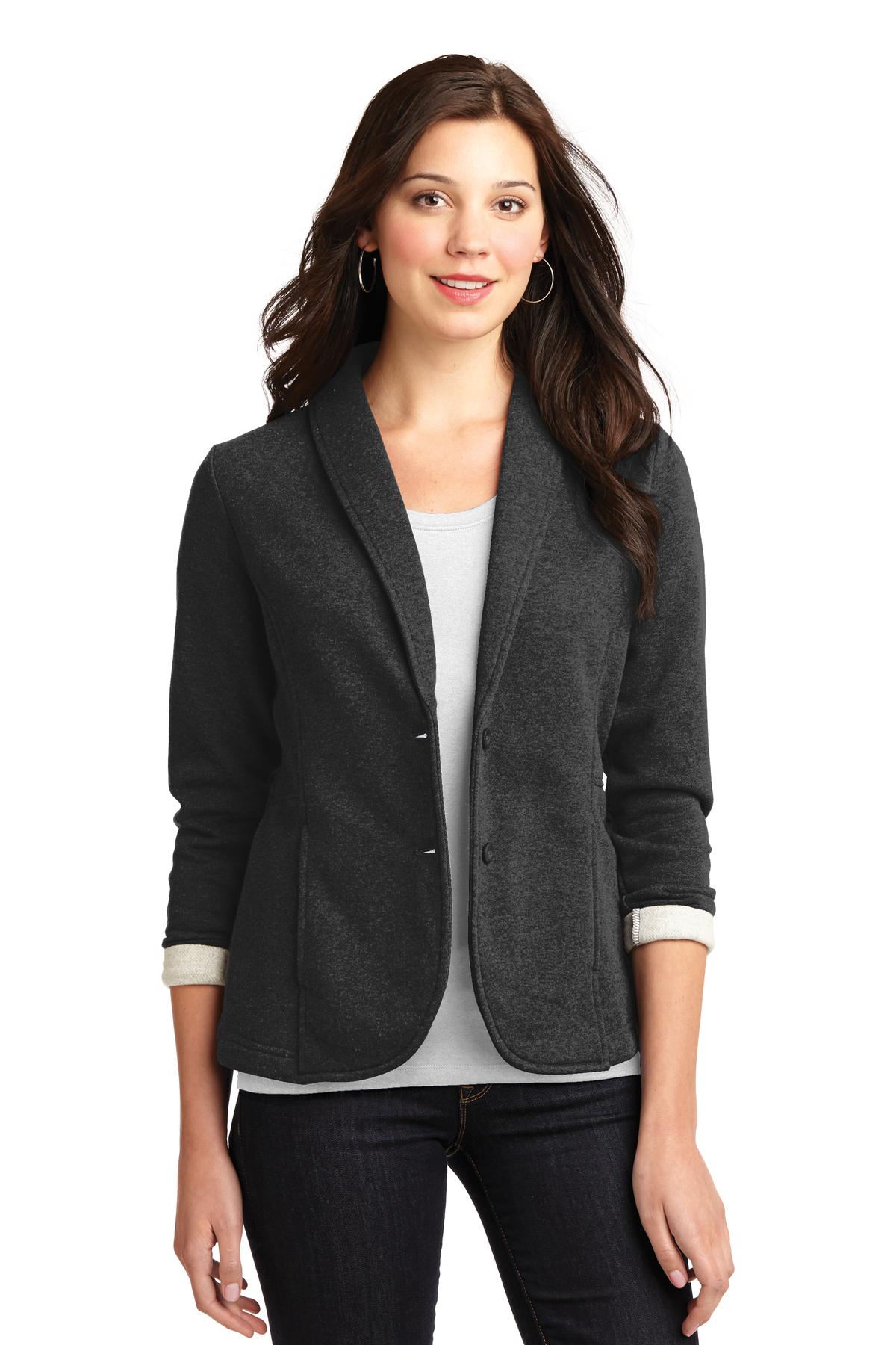 Dk Char Hthr Port Authority Women's Fleece Blazer. L298