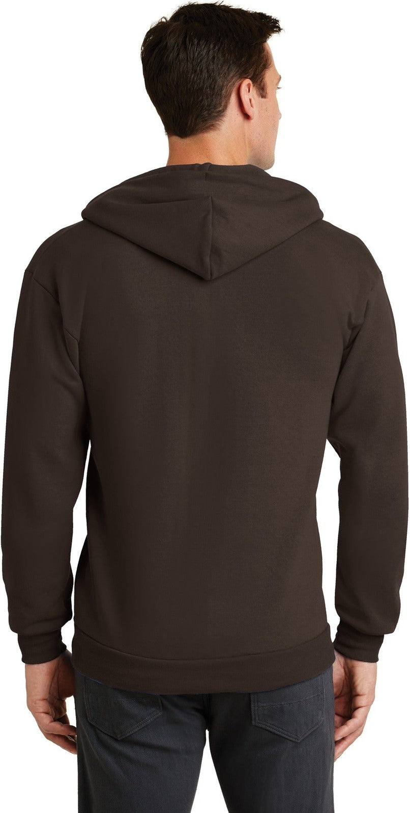 Dk Choc Brown Port & Co Core Fleece Full-Zip Hooded Sweatshirt. PC78ZH