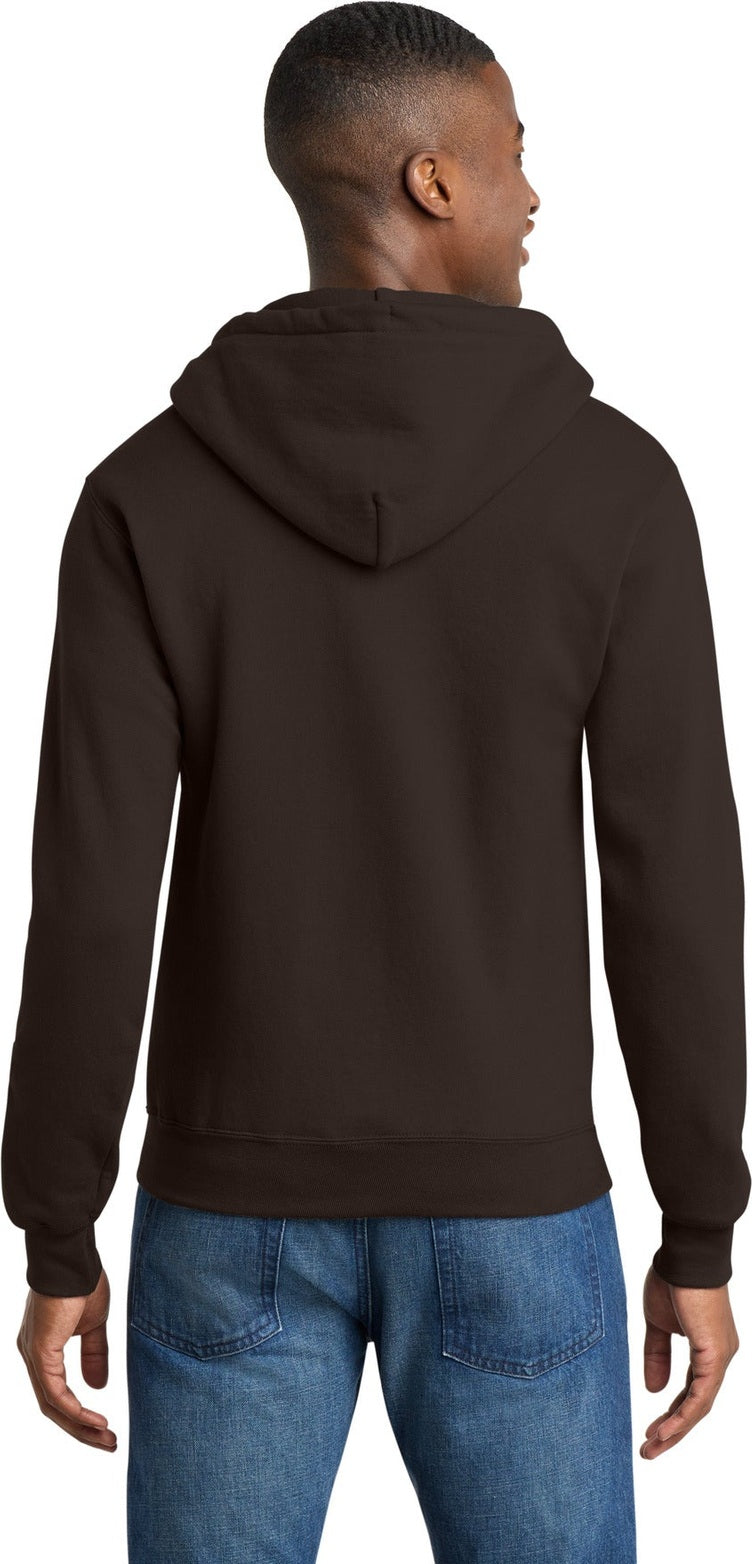 Dk Choc Brown Port & Co Core Fleece Full-Zip Hooded Sweatshirt. PC78ZH