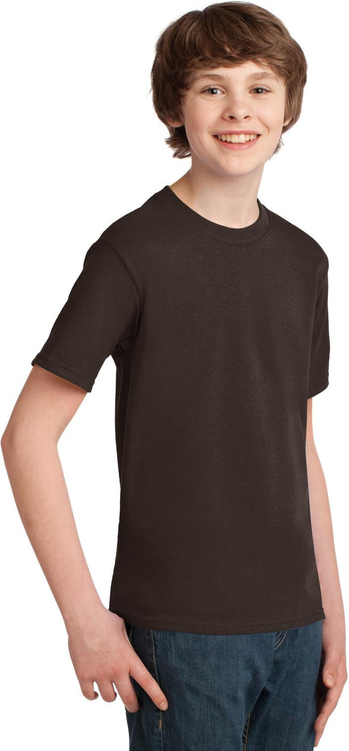 Dk Choc Brown Port & Co Youth Essential Tee. PC61Y