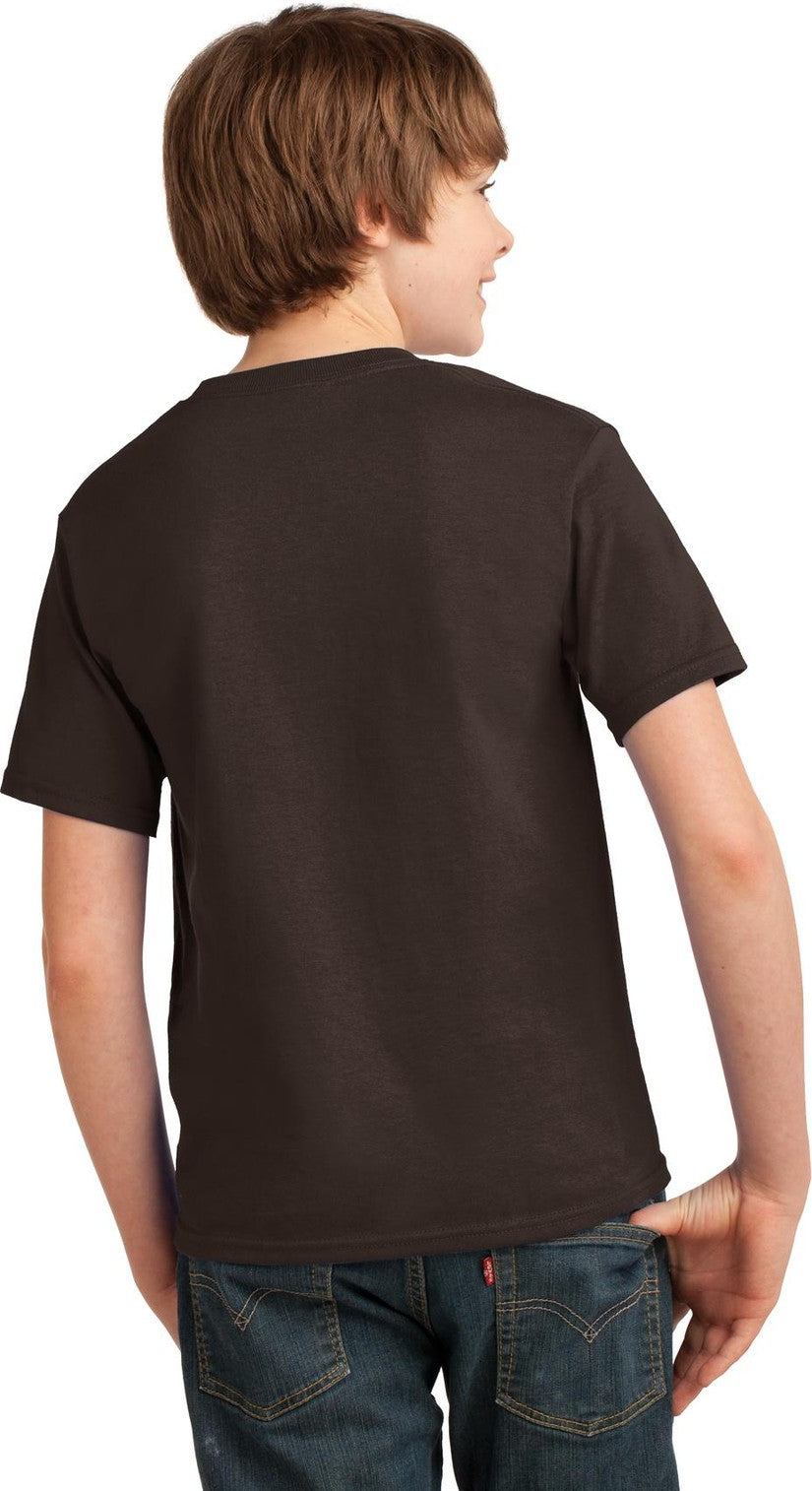 Dk Choc Brown Port & Co Youth Essential Tee. PC61Y