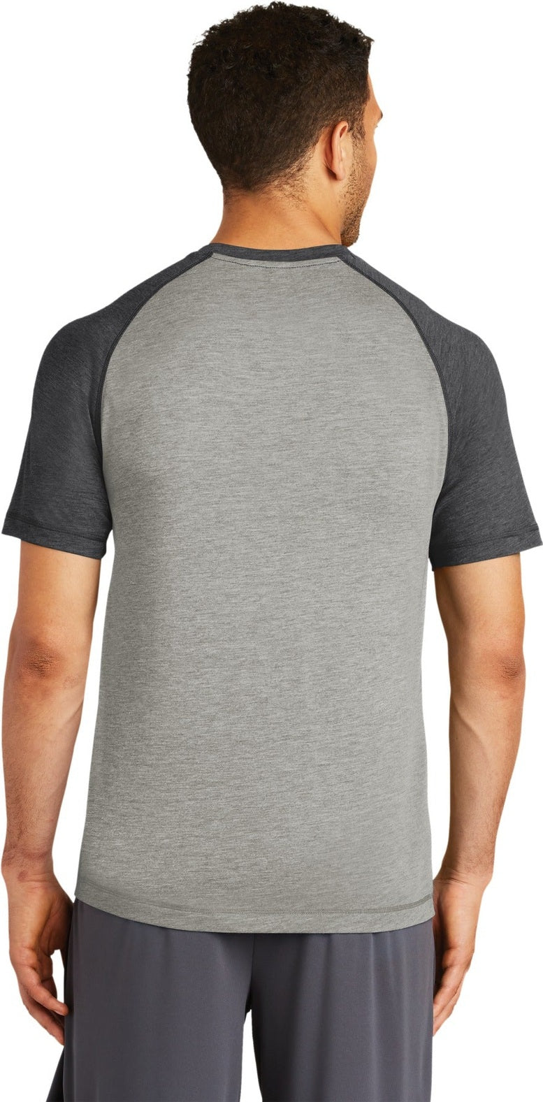 Dk Gry He/LGH Sport-Tek PosiCharge Tri-Blend Wicking Raglan Tee. ST400