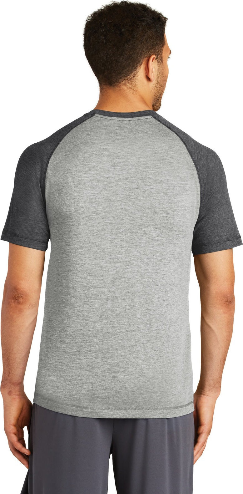 Dk Gry He/LGH Sport-Tek PosiCharge Tri-Blend Wicking Raglan Tee. ST400