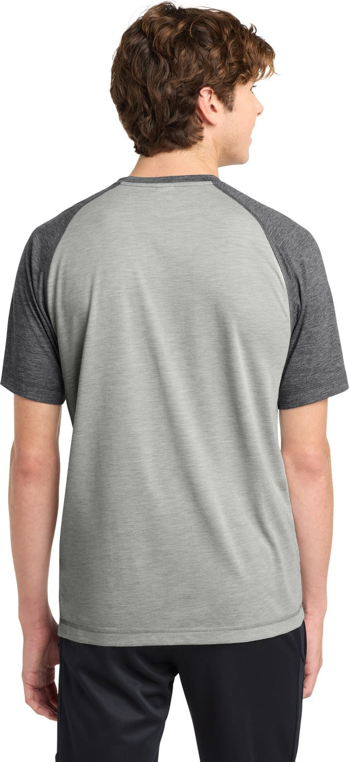 Dk Gry He/LGH Sport-Tek PosiCharge Tri-Blend Wicking Raglan Tee. ST400