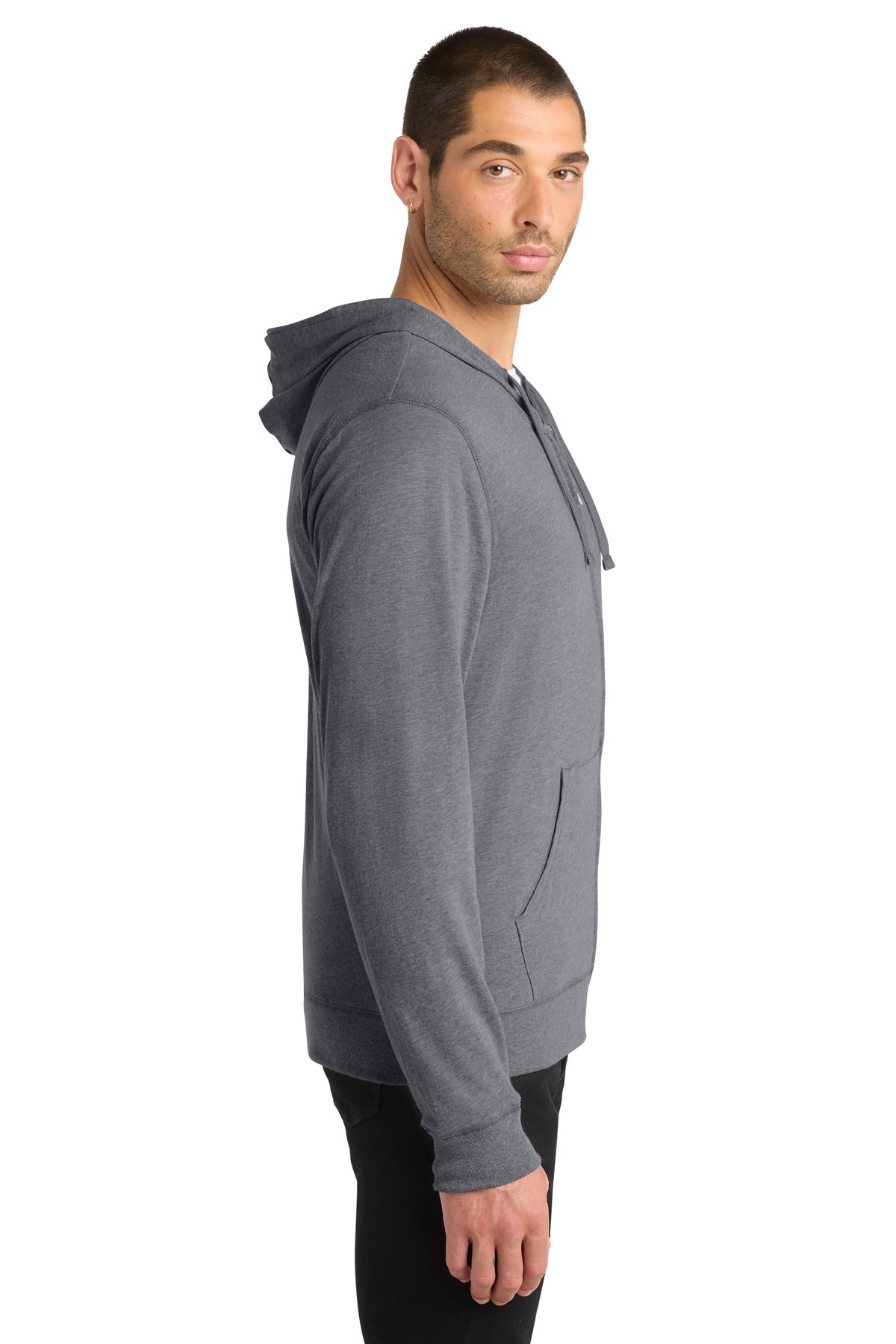 Dk Hthr Grey District Jersey Full-Zip Hoodie. DT1100