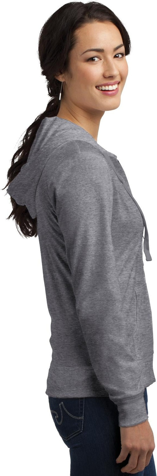 Dk Hthr Grey District Women's Fitted Jersey Full-Zip Hoodie. DT2100